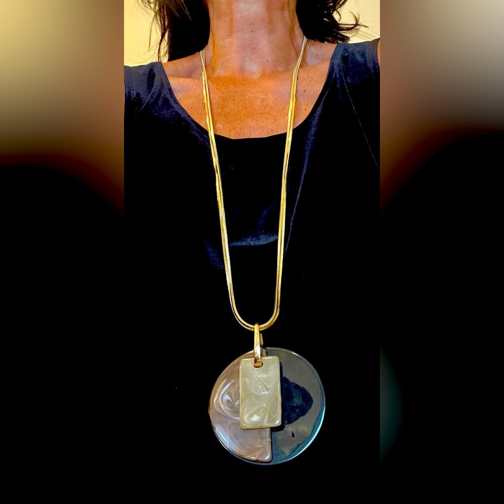 Black, Brown and Loden Green Pendant Necklace